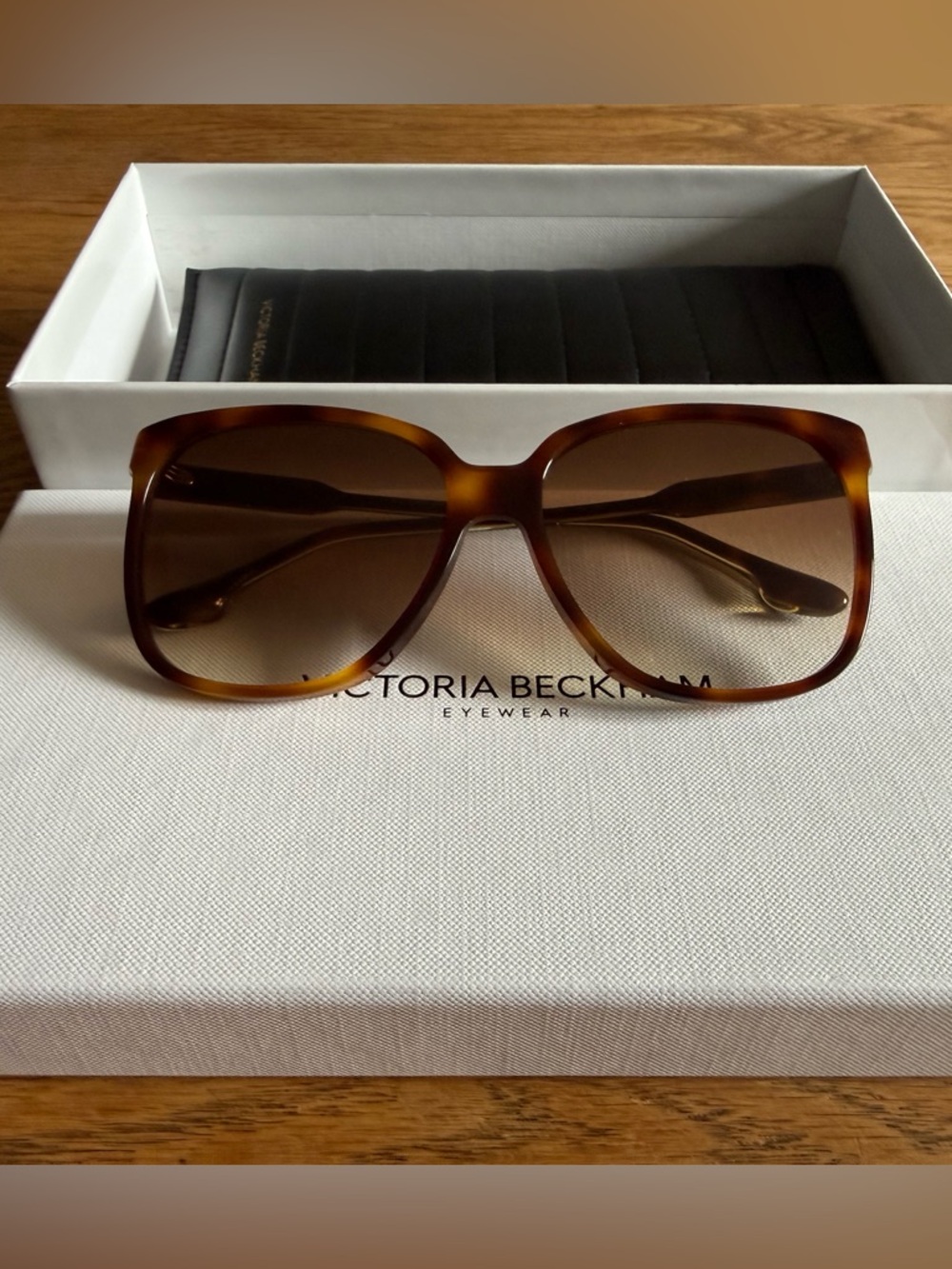 Victoria Beckham Tortoise Brown Gradient Oversized Sunglasses
